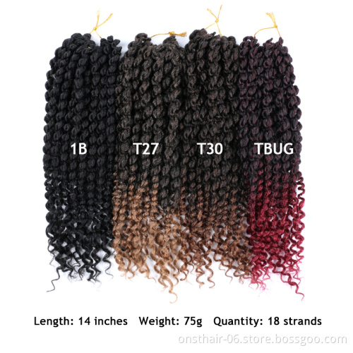 Bomb Twist Crochet Hair 14 Inch Spring Twist Crochet Braids 18 Roots Pre-looped Passion Twist Synthetic Braiding Hair Curly Ends